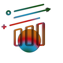Poster - 3D Gradient Retro Icon - Bar Chart symbol