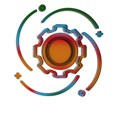 Poster - 3D Gradient Retro Icon - Gear symbol