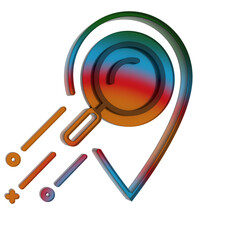 Poster - 3D Gradient Retro Icon - Location symbol