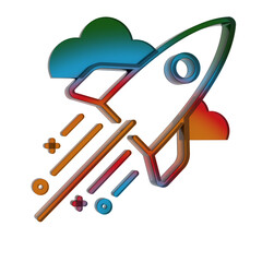 Poster - 3D Gradient Retro Icon - Puzzle symbol