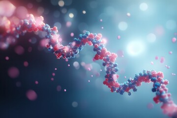 Poster - A colorful, abstract representation of DNA strands, showcasing a blend of molecular structures in a luminous, scientific background.