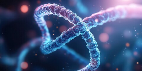 Poster - A vibrant depiction of DNA strands intertwined, showcasing a dynamic representation of genetics and molecular biology.