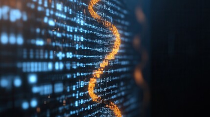 Aufkleber - A vibrant digital wave pattern flows through a matrix of glowing data points, illustrating the dynamic nature of technology and information.