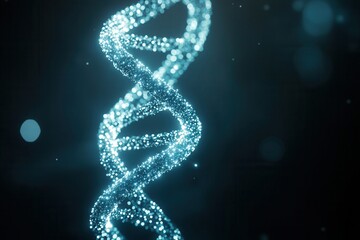 Poster - A glowing DNA double helix spirals against a dark background, symbolizing genetic information and molecular biology.