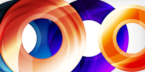 Poster - Bright colorful circles with light effects. Abstract background