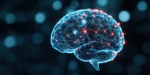 Poster - A digital representation of a brain, illuminated with colorful neural connections, symbolizing intelligence and cognitive processes.
