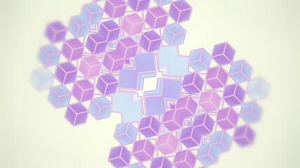 Fototapete - Transformation of a group of colored cubes on a light background. 3d rendering
