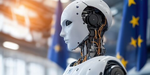 Poster - robotic innovation display european union technology showcase modern environment close-up view ai re