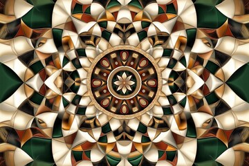 Poster - A kaleidoscope of concentric geometric patterns in earth tones