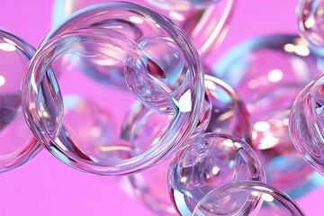 Poster - Overlapping transparent spheres creating abstract reflections in soft shades.