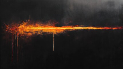 Canvas Print - Abstract artwork depicting a fiery horizontal line against a dark background.