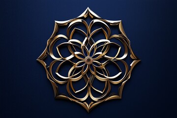 Poster - A mandala design in gold on a matte navy-blue background