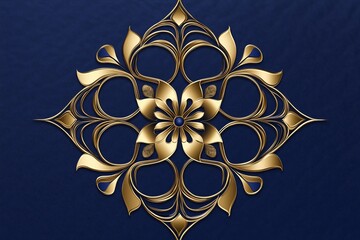 Poster - A mandala design in gold on a matte navy-blue background