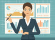 © robiul - Flat illustration of an executive woman holding up h 1721231800 4