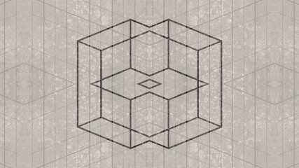 Fototapete - Flat loop animation. Symmetrical pattern of geometric shapes. 3d rendering 4K