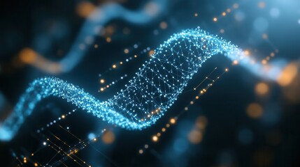 Poster - A vibrant digital wave of glowing particles, representing technology and data flow, set against a dark background.