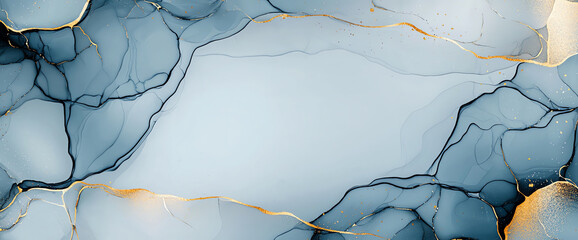 Poster - Abstract teal and gold marbled background with smooth, flowing textures and intricate patterns. Perfect for modern designs and artistic projects.