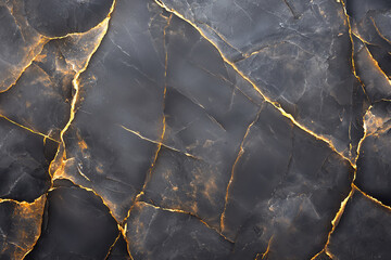 Poster - Elegant black and gold cracked marble texture background with luxury abstract pattern. Perfect for design, art, and decor inspiration.