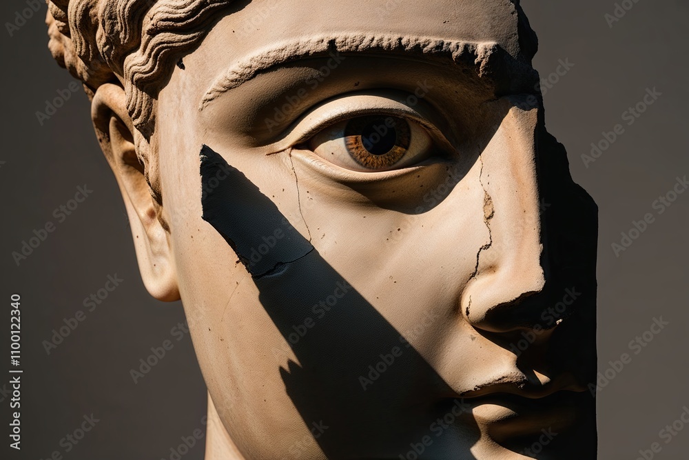 Fragmental Eye Exploring the Fragmented Eye of an Ancient Greek Statue Symbolizing ...