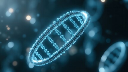 Aufkleber - A glowing representation of DNA strands in a digital, abstract style, showcasing the complexity and beauty of genetic structures.