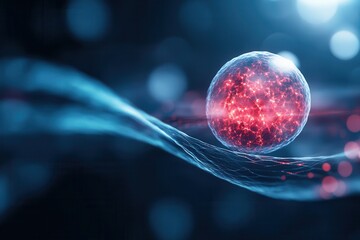 Aufkleber - A glowing sphere surrounded by vibrant waves of light in a dark setting, evoking themes of science and energy.