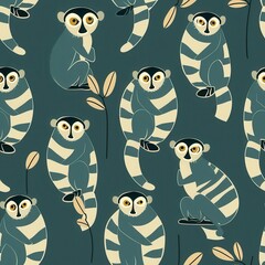 Poster - Minimal Lemur Pattern Seamless Design for Fabric and Textile Applications