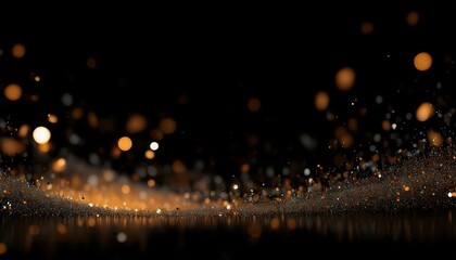 Aufkleber - Mesmerizing Christmas Sparkles. Glittering Golden Bokeh and Shimmering Particles on Black Backdrop. Magical Scene for Holiday Cards, Festive Decorations, or Elegant New Year Invitations