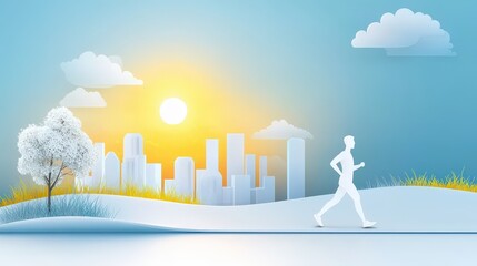 Poster - A person taking a brisk walk in a park, representing a simple but effective health lifestyle choice.