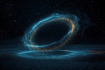 Aufkleber - A mesmerizing digital rendering of a glowing, circular formation surrounded by particles, set against a dark backdrop, evoking a cosmic or abstract theme.