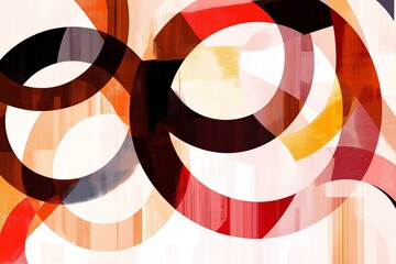 Aufkleber - Abstract layered circles in shades of ochre, terracotta, and beige.