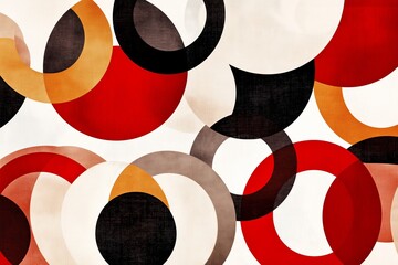 Poster - Abstract layered circles in shades of ochre, terracotta, and beige.