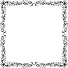 Wall Mural - A filigree heraldic crest motif floral pattern border frame. Original design in a vintage style.