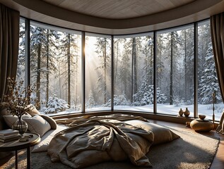 Poster - Winter Cabin with Panoramic View 