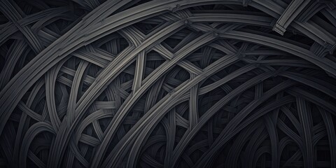 Aufkleber - A complex arrangement of dark, intertwined lines and arches, creating an abstract and textured background.