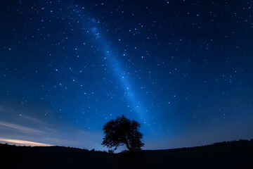 Wall Mural - blue dark night sky with many stars