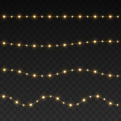 Wall Mural - the christmas garlands are available in a transparent vector background format. this set of christma