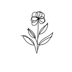 Poster - Single-line floral drawing on beige background