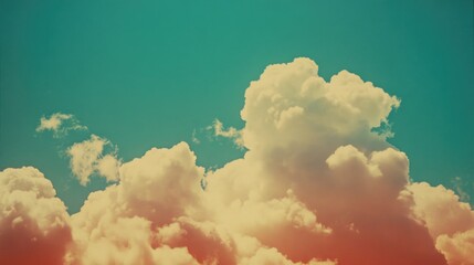 Aufkleber - A plane flying high in the sky with fluffy white clouds in the background