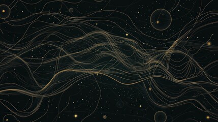 Aufkleber - Abstract digital artwork featuring flowing lines and bubbles against a dark background, evoking a sense of movement and depth.