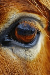 Poster - A close-up shot of a brown horse's eye, suitable for use in equine-related content or as a symbol