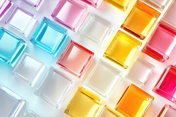 Aufkleber - A detailed view of stacked colored glass blocks, suitable for decorative or design purposes