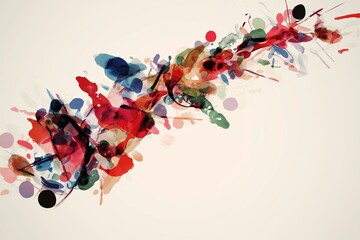 Poster - Abstract splashes of vibrant paint on a soft, neutral beige background.