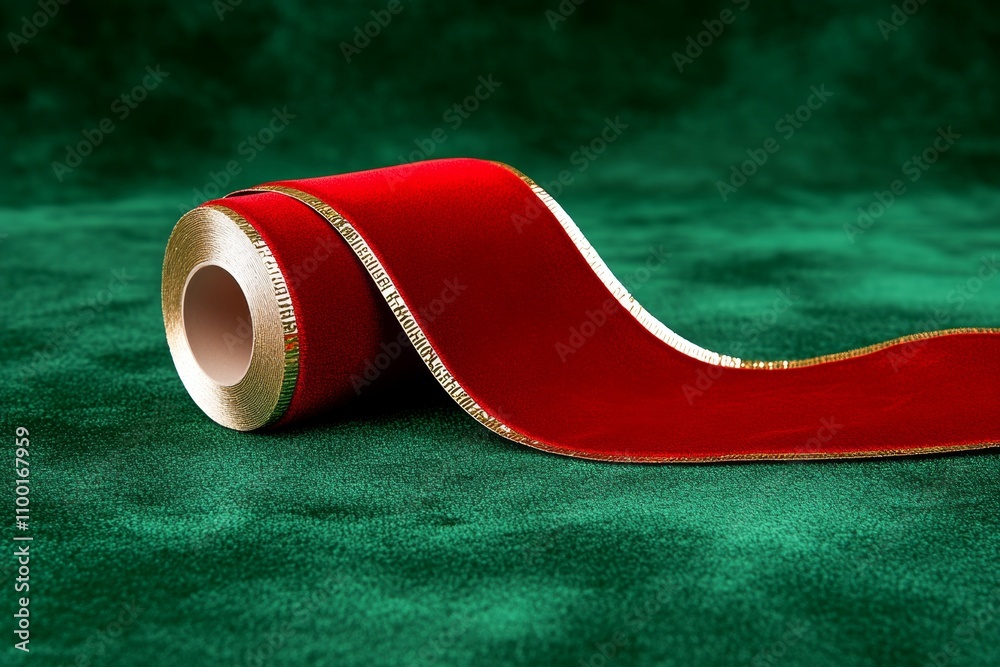 A hyper-realistic award ribbon lying on a velvet surface, with every ...