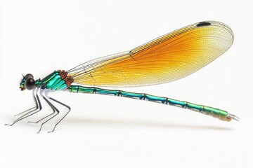 Poster - A close-up view of a dragonfly sitting on a white surface