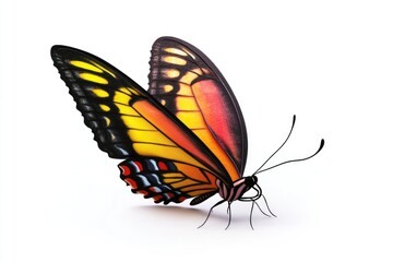 Poster - A beautiful butterfly perched on a clean white surface, great for decoration or design inspiration