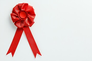 Aufkleber - A minimalist award ribbon design, with a single bold rosette and ribbon tails on a plain white background