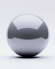 Poster - A sleek, reflective silver sphere centered against a minimalistic background, showcasing smooth curves and shiny surface.