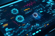 © Ram - Advanced data interface featuring virus models, analytics, and futuristic graphs. Perfect for medical research, AI technology, data analysis, pandemic tracking, and innovation projects