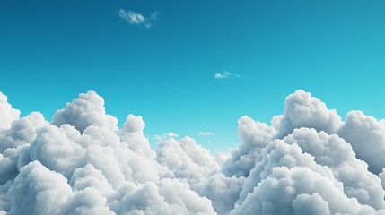 Poster - Cloud computing optimize. A serene sky filled with fluffy white clouds, set against a vibrant blue background, evoking a sense of tranquility and openness.