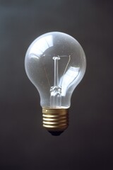 Poster - A light bulb sits on a table, ready for use